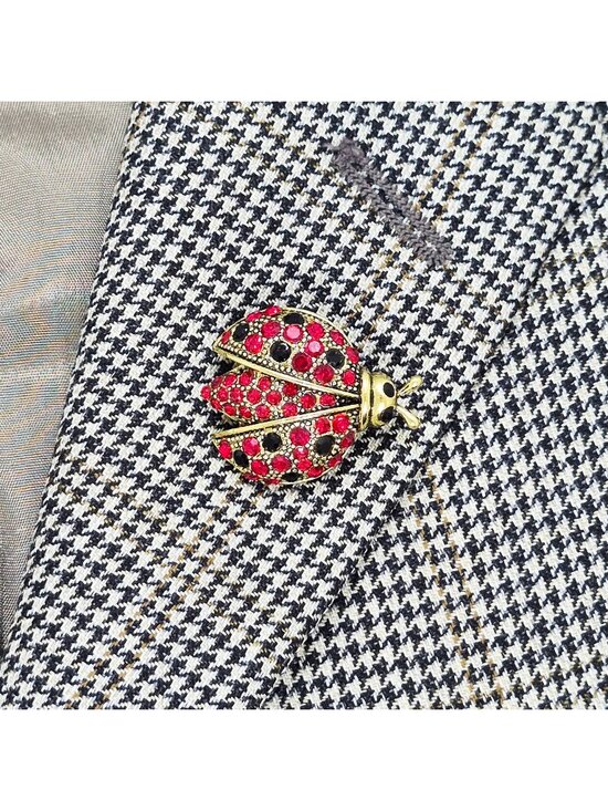 Unbranded Other - Vintage Red Ladybug Brooch Pin Gold Rhinestone Beetle Crystal Insect Jewelry New
